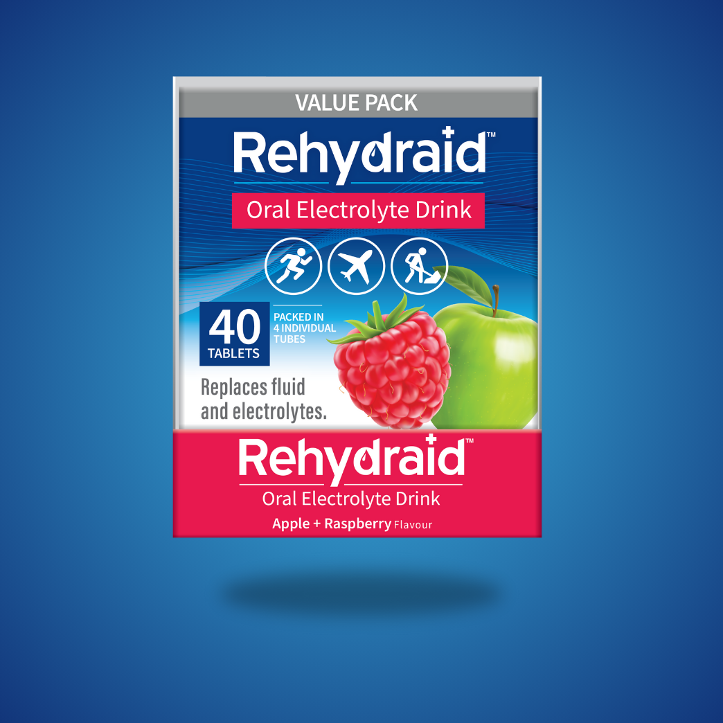 Rehydraid Apple Raspberry Effervescent Tablets - value pack with 40 tablets for hydration