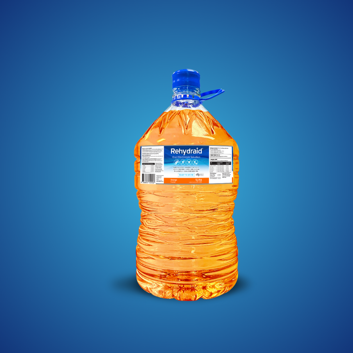 Rehydraid Orange Flavour Oral Electrolyte Solution, 12L electrolyte water cooler bottle for dehydration relief from vomiting, diarrhoea, sweating, and alcohol consumption. Australian-made.